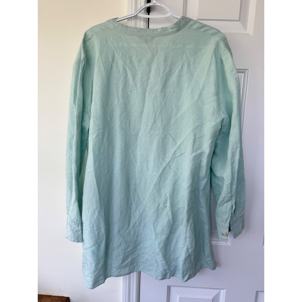 The Limited Mint Green Linen Blend Tunic Top V-Neck High-Low Blouse XL - Picture 2 of 5